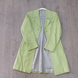 Italian Leather Green Jacket/Trench Coat